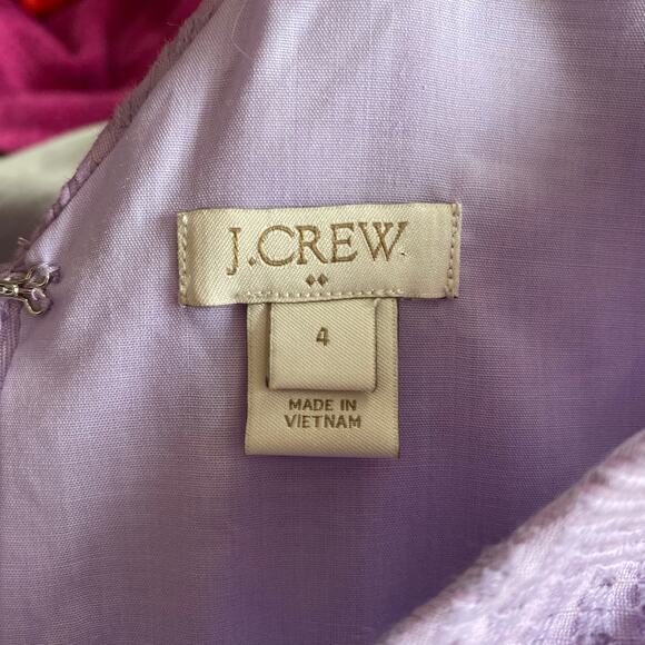 J Crew Purple Lined Mini Dress SZ 4 Career Workwear Occasion Cotton Blend Pocket - Picture 3 of 7